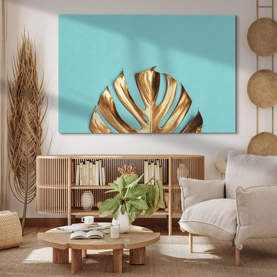 Obraz na płótnie 100x70 - Piękno Natury - złote, liście