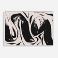 Obraz w ramie 70x50 - Wibracje w ciemnościach duszy - czarno biała abstrakcja, nieregularne rozmyte linie - rama biała