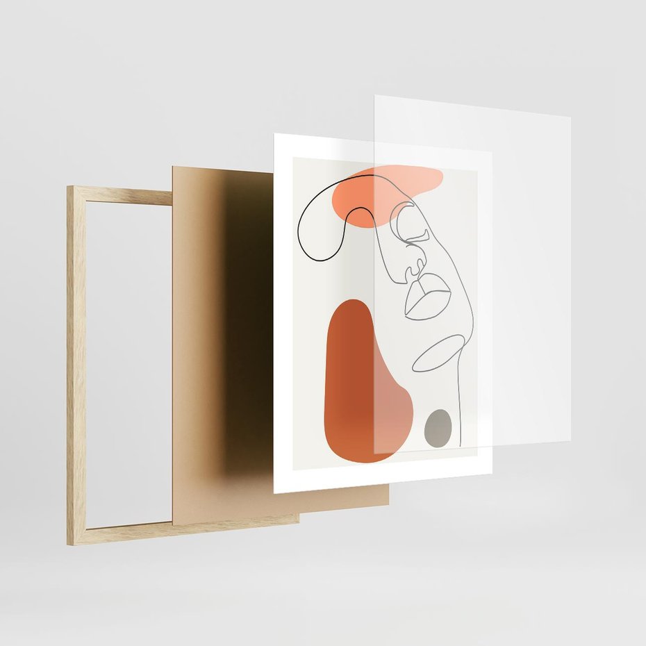 Plakat w ramie 40x50 - Twarz w Geometrycznym Stylu - nowoczesny obraz, grafika - rama drewno