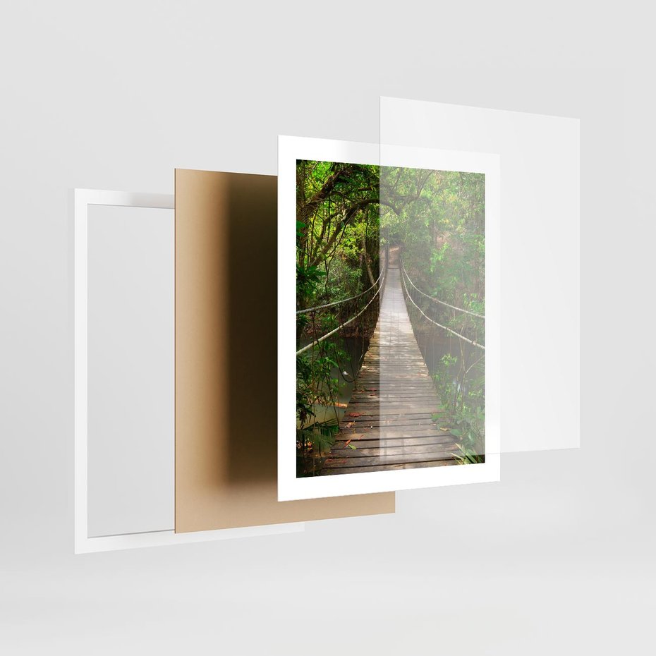 Plakat w ramie 40x50 - Przez Dżunglę - most, linowy - rama biała
