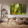 Obraz na płótnie 70x50 - Spokój wśród drzew: las w odcieniach zieleni - las, drzewa