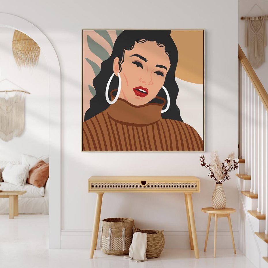 Obraz w ramie 50x50 - Kobiece Wibracje - nowoczesny plakat, styl retro - rama drewno