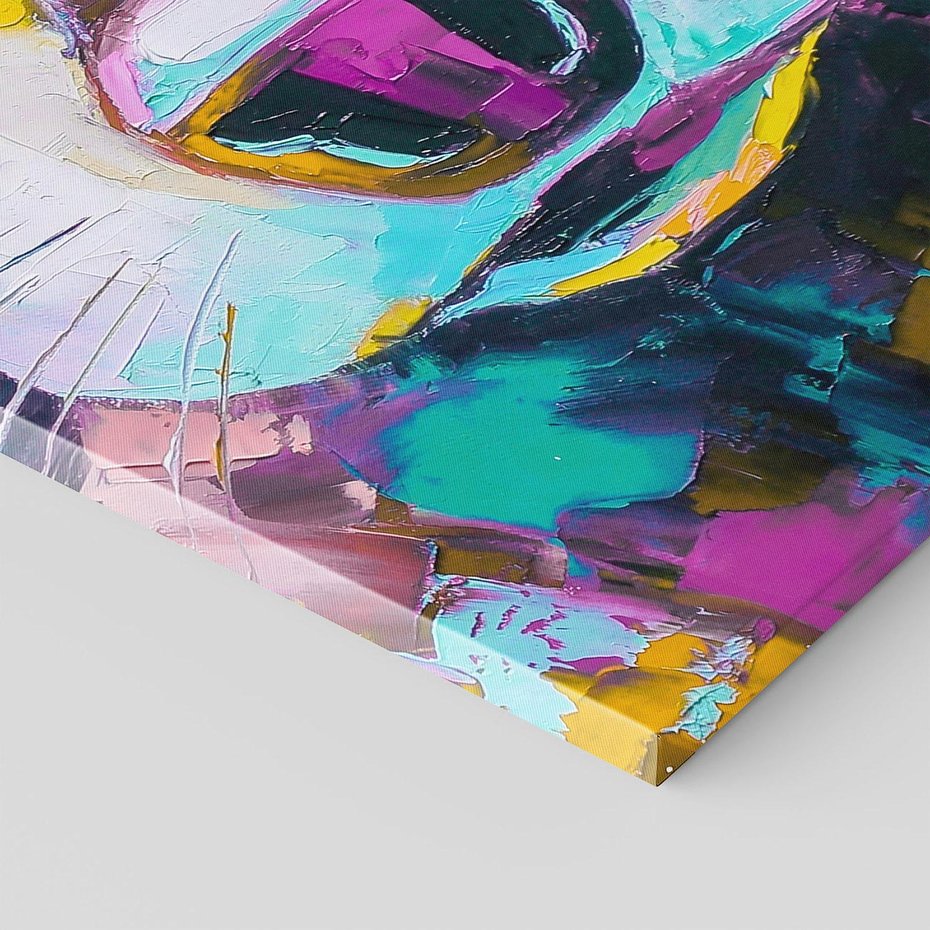 Obraz na płótnie 80x120 - Przebudzenie snu artysty - zbliżenie, kolorowy portret szopa pracza