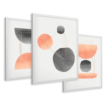 Zestaw obrazy w ramie 30x40 galeria - Akwarela, geometryczne, plamy - rama biała