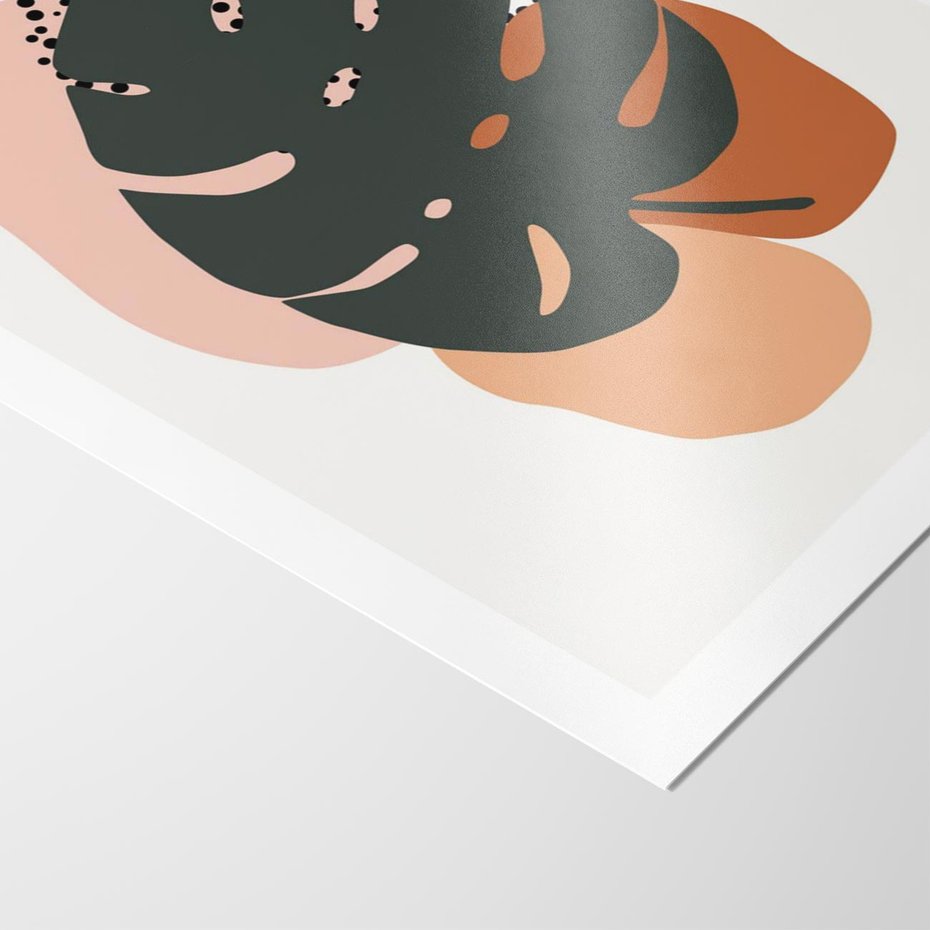 Plakat bez ramy 50x70 - Minimalizm w Liściach Monstery: Plamy i Kropki - minimalizm, monstera plamy