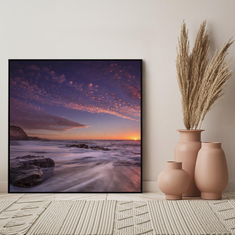 Obraz w ramie 50x50 - Spojrzenie w głąb duszy - zachód słońca, zmierzch - rama czarna