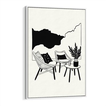 Obraz w ramie 80x120 - Boho Elegancja - boho wnętrze, salon - rama biała