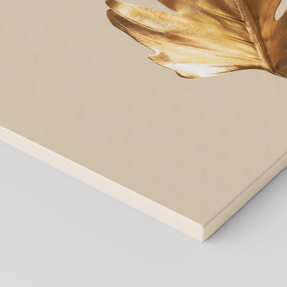 Obraz na płótnie 70x50 - Piękno w Detalu - złoty, liść