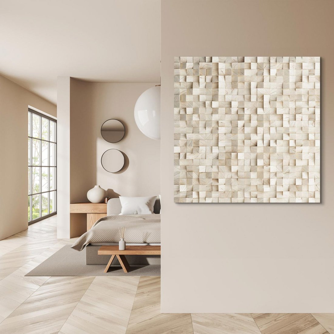 Obraz na płótnie 70x70 - Geometryczne 3D: Abstrakcyjna Harmonia - geometryczne, 3D