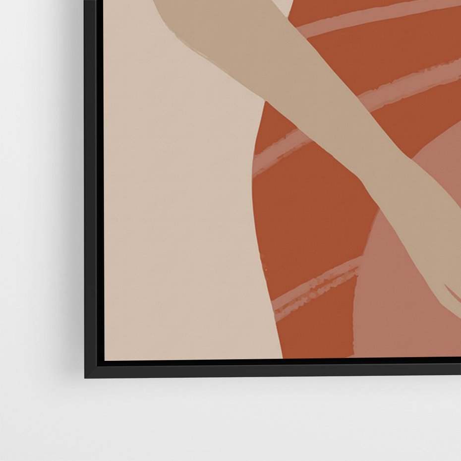 Obraz w ramie 70x100 - Kobiece Retro - minimalistyczny boho plakat, retro kobieta w stroju kąpielowym - rama czarna