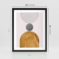 Plakat w ramie 40x50 - Złote Półkole w Sztuce Geometrii - grafika, złote półkole - rama czarna