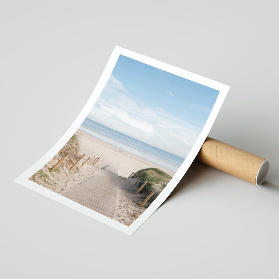 Plakat bez ramy 50x70 - Plażowy pomost - plaża, pomost