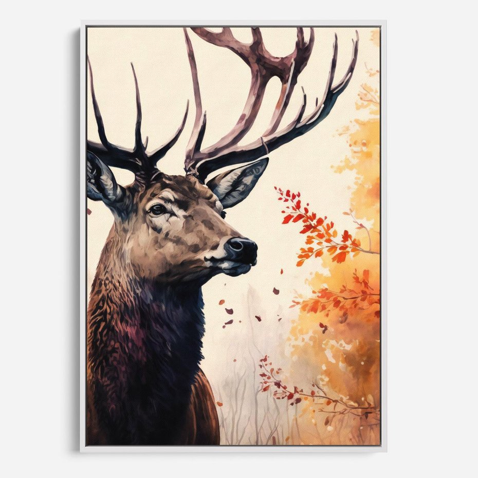 Obraz w ramie 50x70 - Jesienny Monarcha Lasu - grafika komputerowa, na podstawie obrazu - rama biała