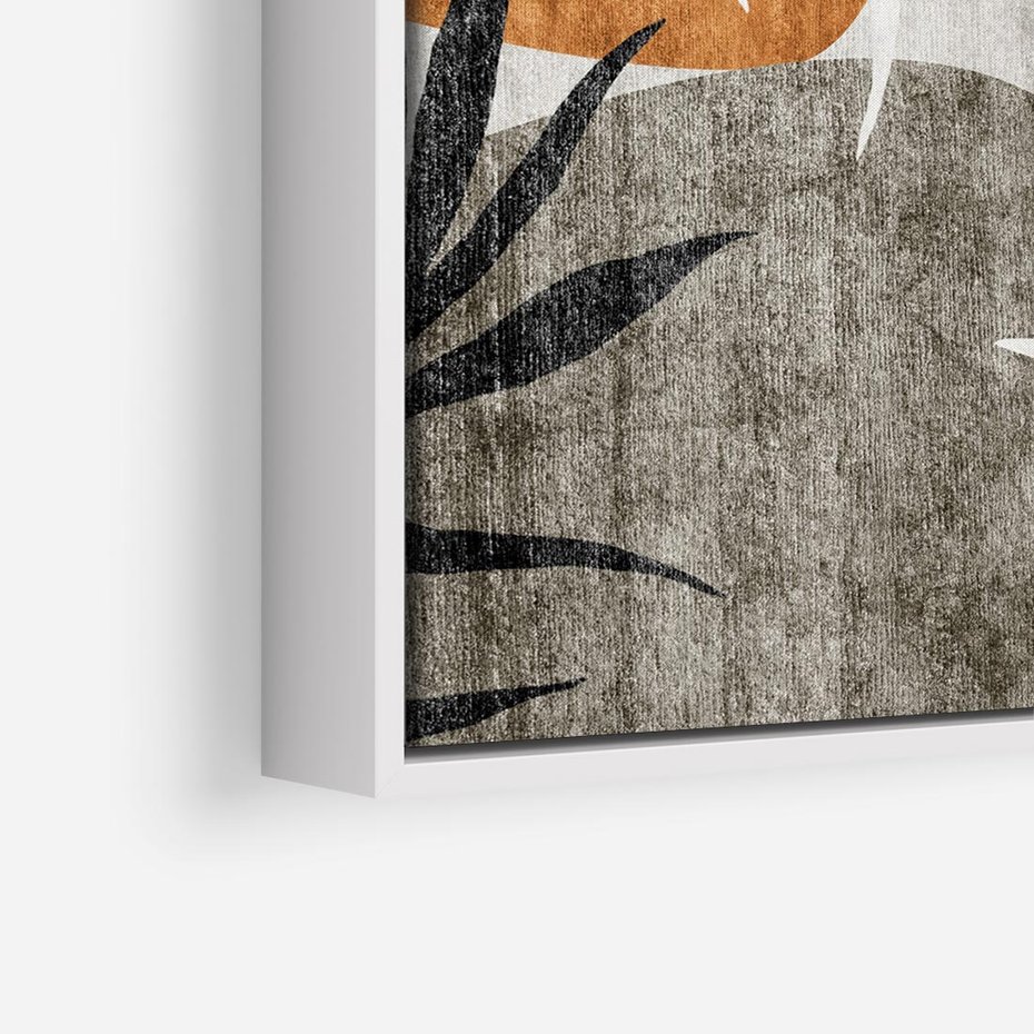 Obraz w ramie 50x50 - Oddechy ciszy i ruchu - rzut liści palmy, monstery - rama biała