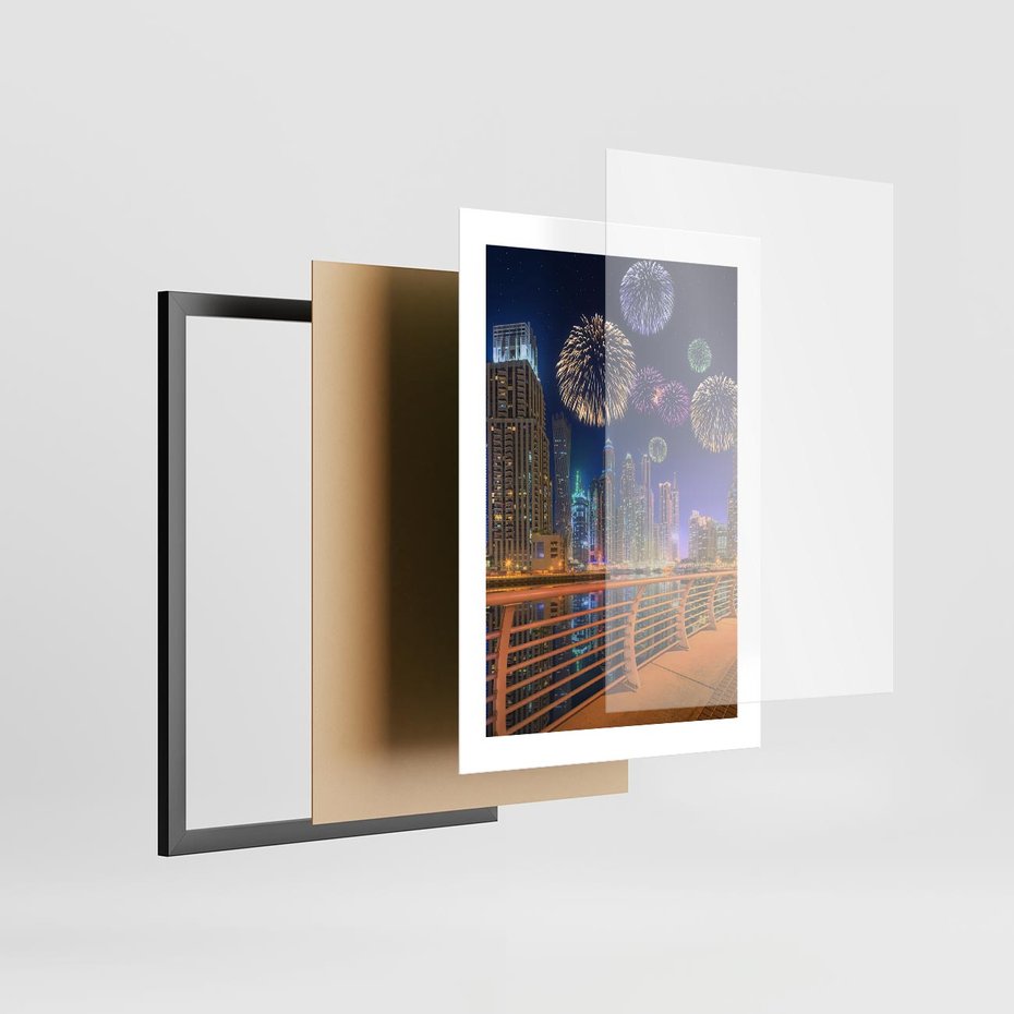 Plakat w ramie 30x40 - Fajerwerki Nowego Roku - nowy rok, fajerwerki - rama czarna