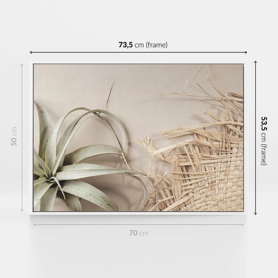 Obraz w ramie 70x50 - Boho urok suchych liści - suche, liście - rama biała