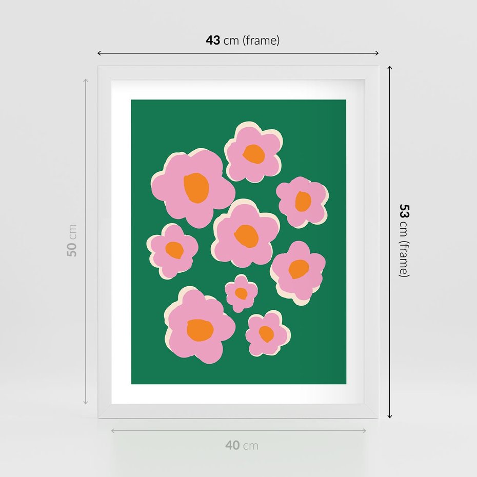 Plakat w ramie 40x50 - Przenikające Refleksje - abstrakcyjny plakat, boho styl - rama biała