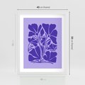Plakat w ramie 40x50 - Migocące Boho Wibracje - kwiaty, energetyczne fioletowe tło - rama biała