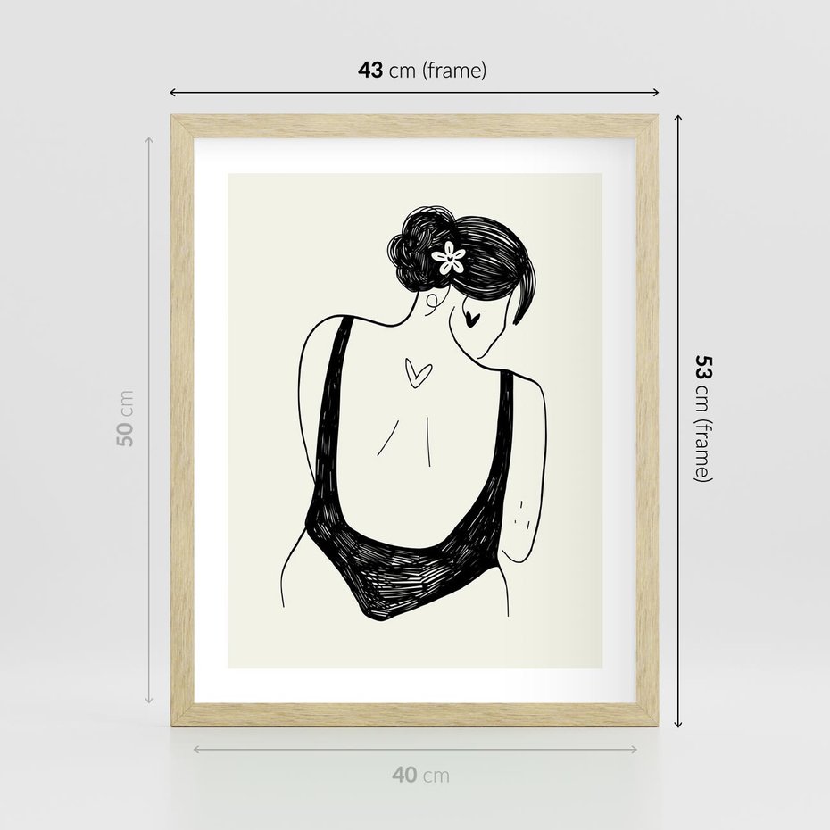Plakat w ramie 40x50 - Echa Piękna - piękno kobiecego ciała, kobieta - rama drewno