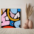 Obraz w ramie 50x50 - Kolory Komiksu - abstrakcyjne formy, komiksowy styl - rama drewno