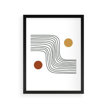 Plakat w ramie 40x50 - Kontury Harmonii - nieregularne linie, koła - rama czarna