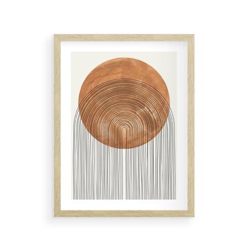Plakat w ramie 30x40 - Konturem Kształtowane - koło, boho styl - rama drewno