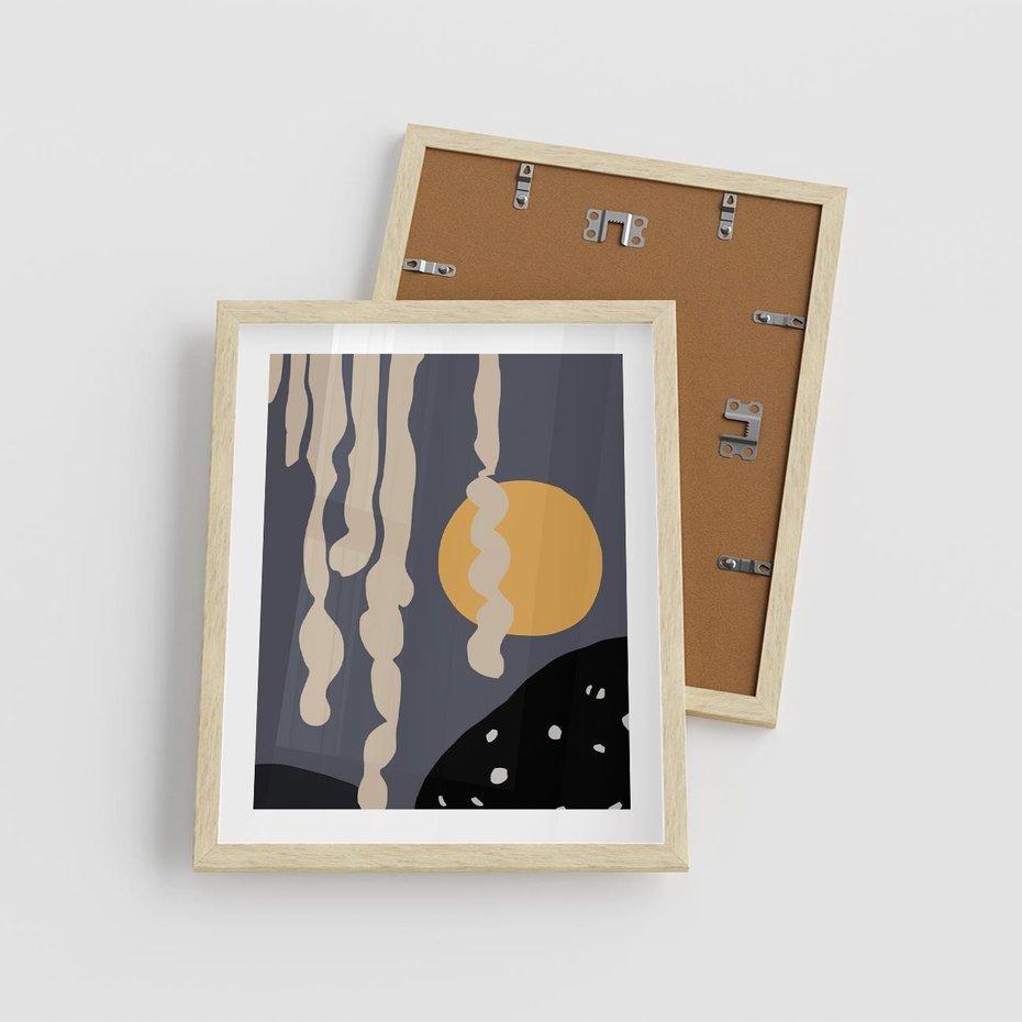 Plakat w ramie 40x50 - Intrygujący Mrok - ciemny, mroczny plakat - rama drewno