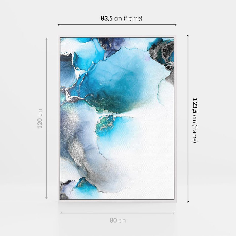 Obraz w ramie 80x120 - Marmur złotą akwarelą - marmur, akwarela - rama biała