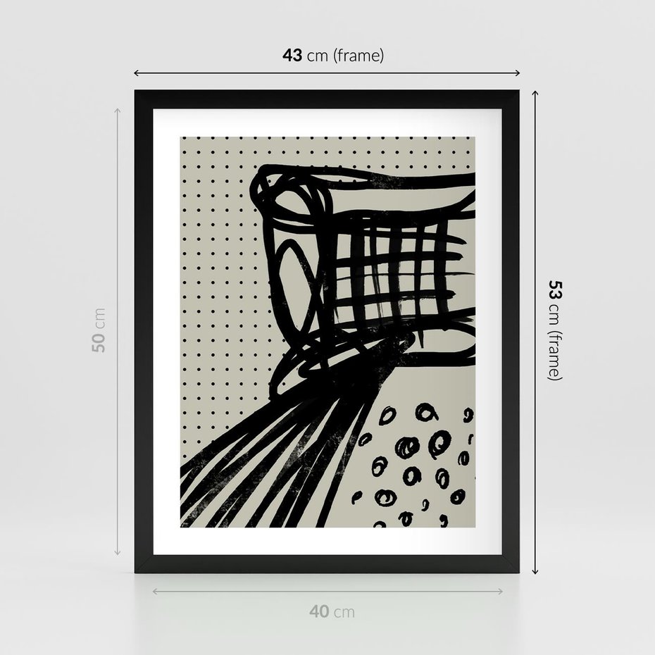 Plakat w ramie 40x50 - Złudne Kontemplacje - abstrakcyjna mroczna kompozycja, nieregularne - rama czarna