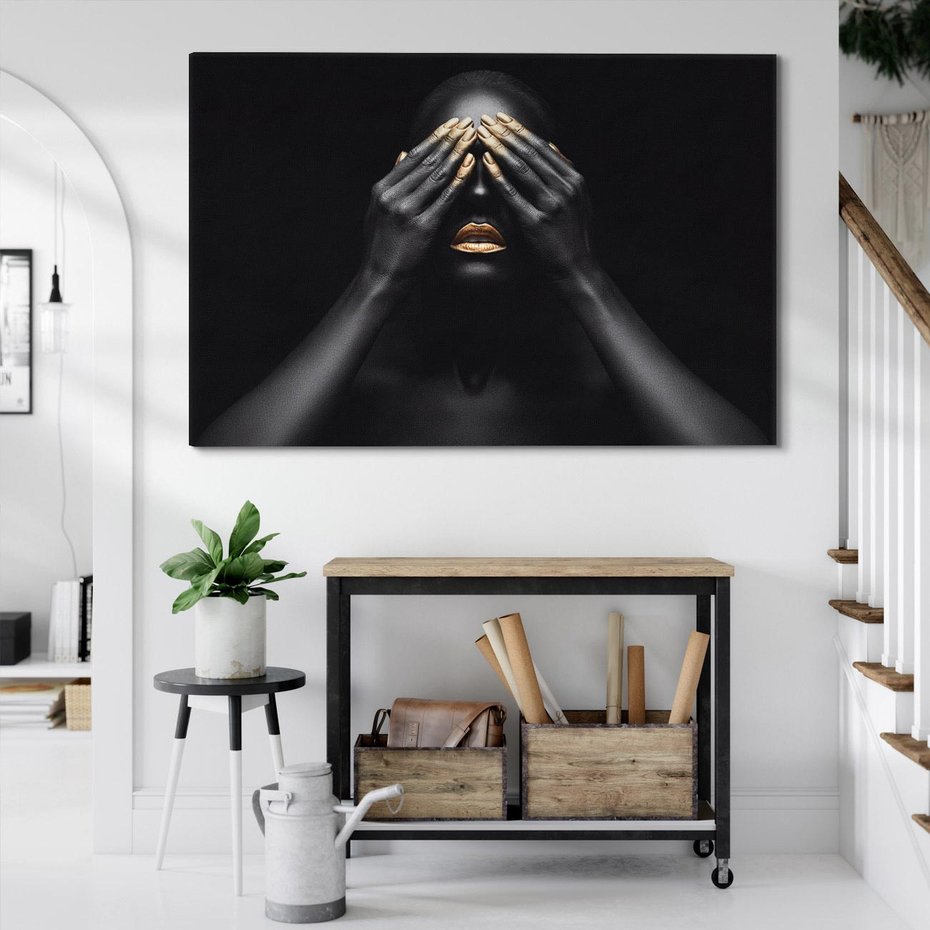 Obraz na płótnie 70x50 - Złote Usta wyjątkowa subtelność - złote usta, złote palce