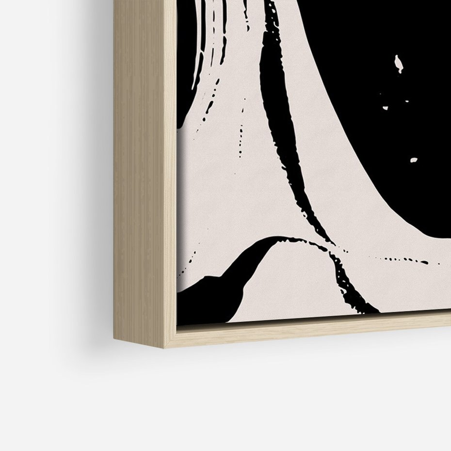 Obraz w ramie 80x120 - Wibracje w ciemnościach duszy - czarno biała abstrakcja, nieregularne rozmyte linie - rama drewno