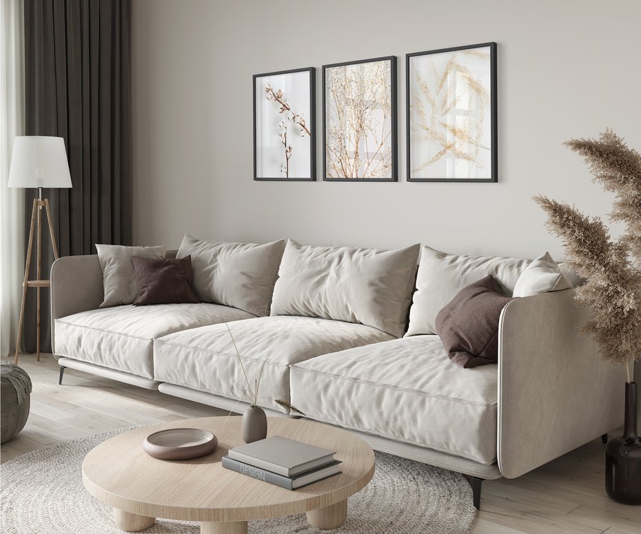 Zestaw obrazy w ramie 50x70 galeria - Suche, trawy, boho, styl - rama czarna