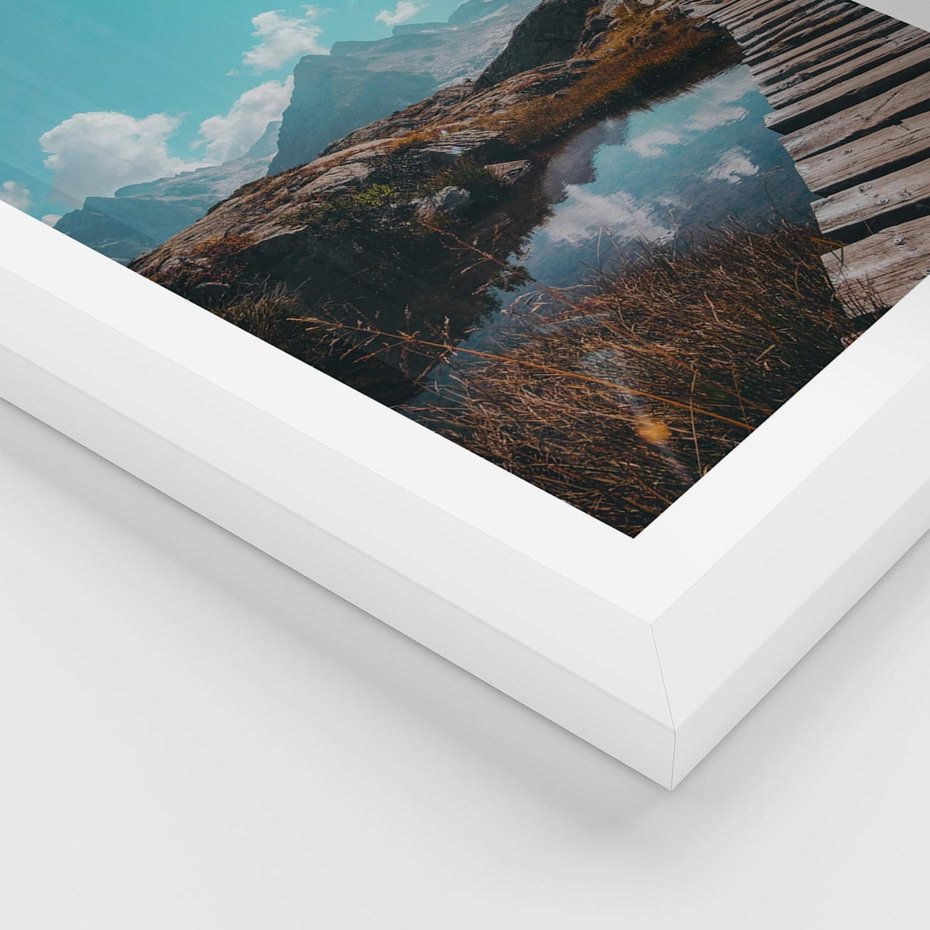 Plakat w ramie 30x40 - Inspirujący Pejzaż - ścieżka, górska - rama biała