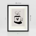 Plakat w ramie 40x50 - Grafika Kubka w Czerni i Bieli - kubek, grafika - rama czarna