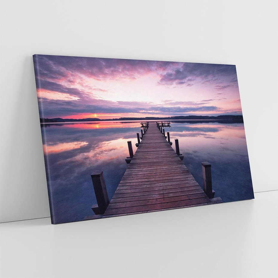 Obraz na płótnie 120x80 - spotkanie przy molo - jezioro, molo