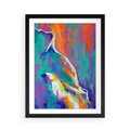 Plakat w ramie 50x70 - Olejne Wibrujące Emocje - abstrakcyjny obraz, różne kolorowe maźnięcia pędzla - rama czarna