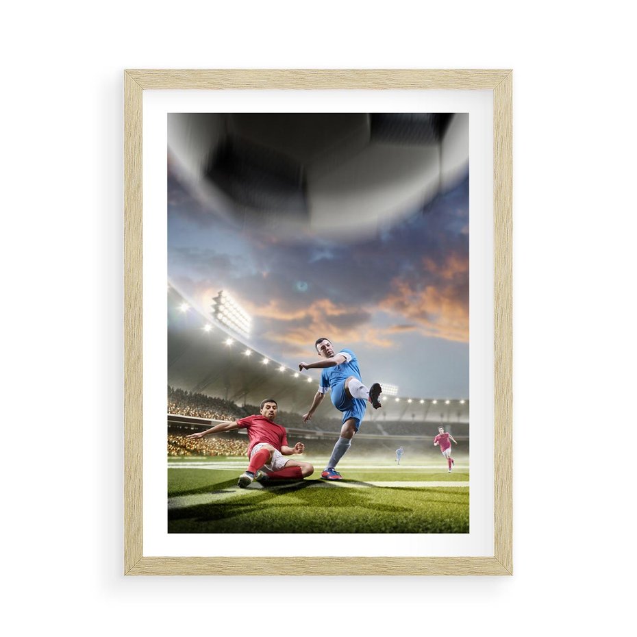 Plakat w ramie 50x70 - Ekscytacja Sportowego Świata - gol, mecz - rama drewno