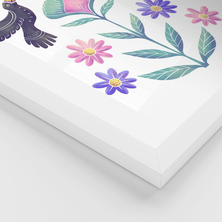 Plakat w ramie 30x40 - Przenikająca Dżungla - boho plakat, tukany - rama biała