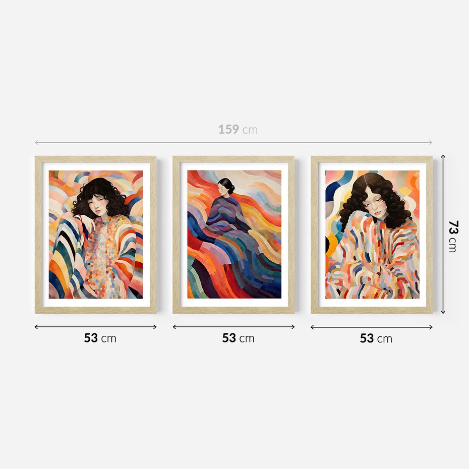 Zestaw obrazy w ramie 50x70 galeria - kobieta, boho, obraz, olejny, akwarela - rama drewno