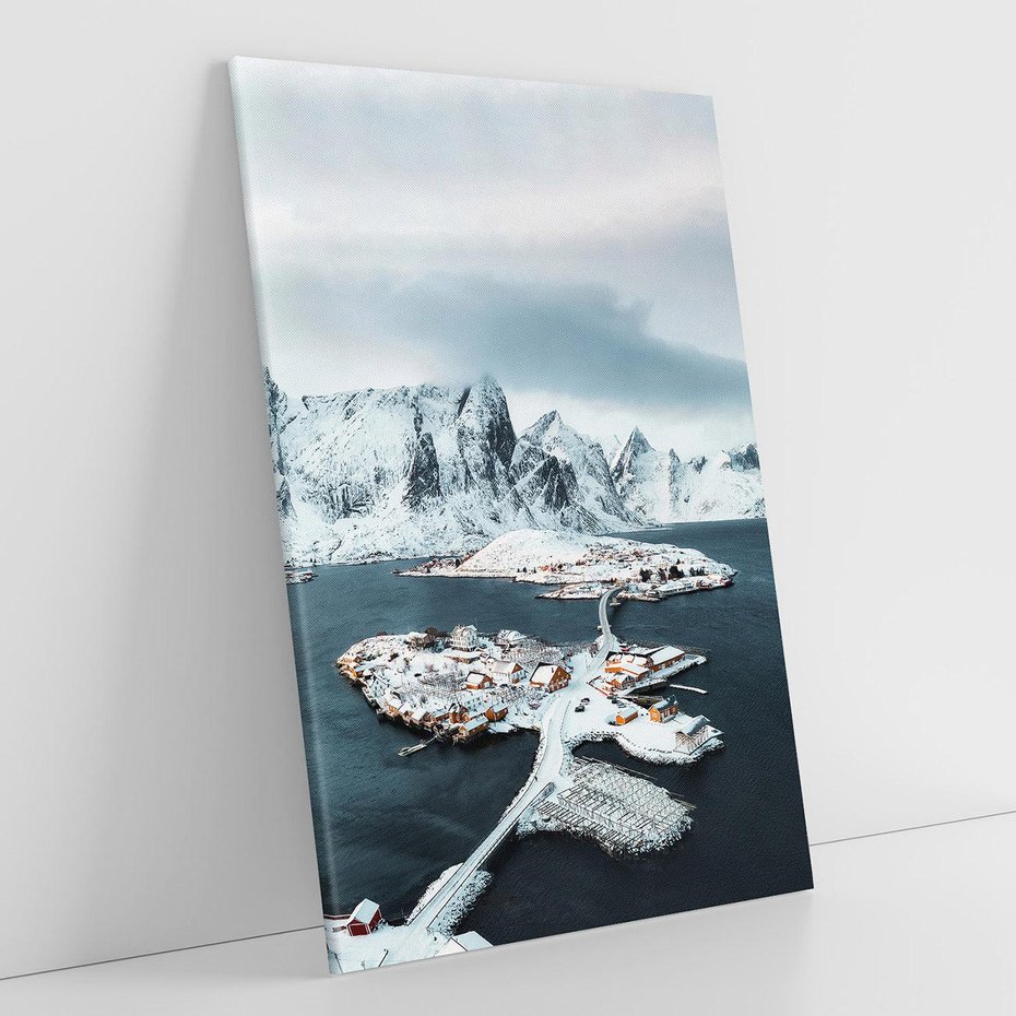 Obraz na płótnie 50x70 - Ciepło i Urok Północy - skandynawskie, domki