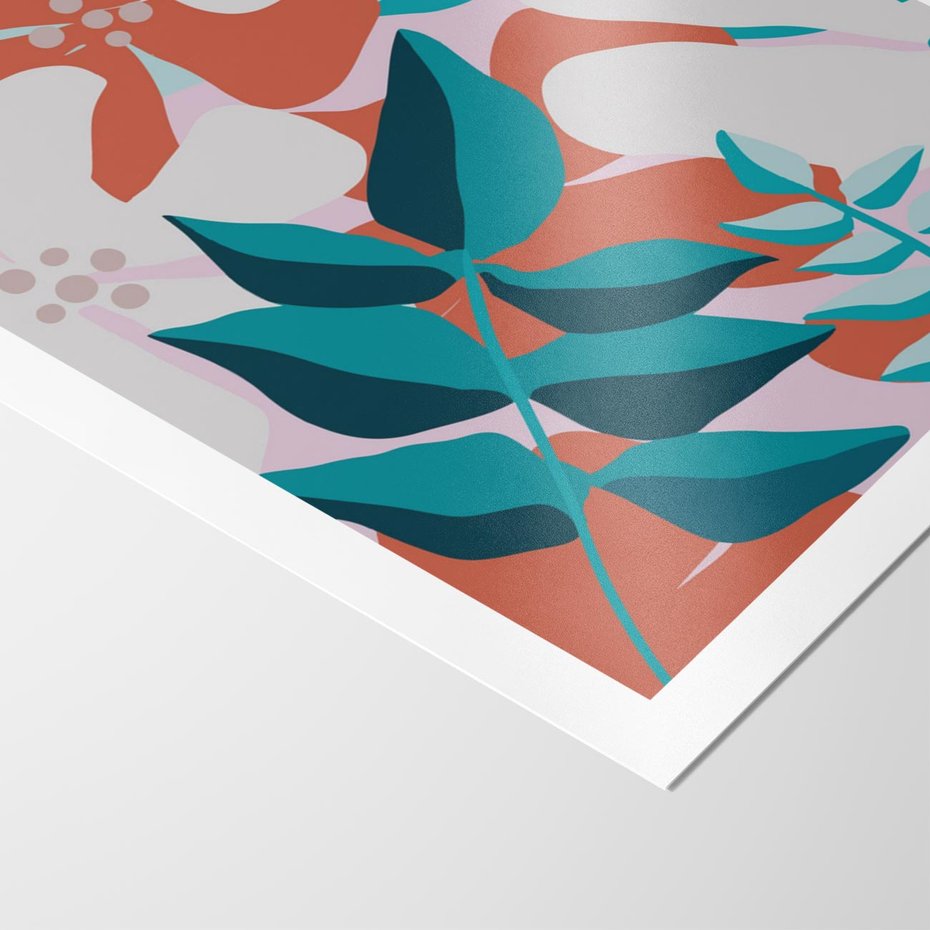 Plakat bez ramy 40x50 - Harmonijne Formy - abstrakcyjna kompozycja kwiatowych form, kolor zgaszone