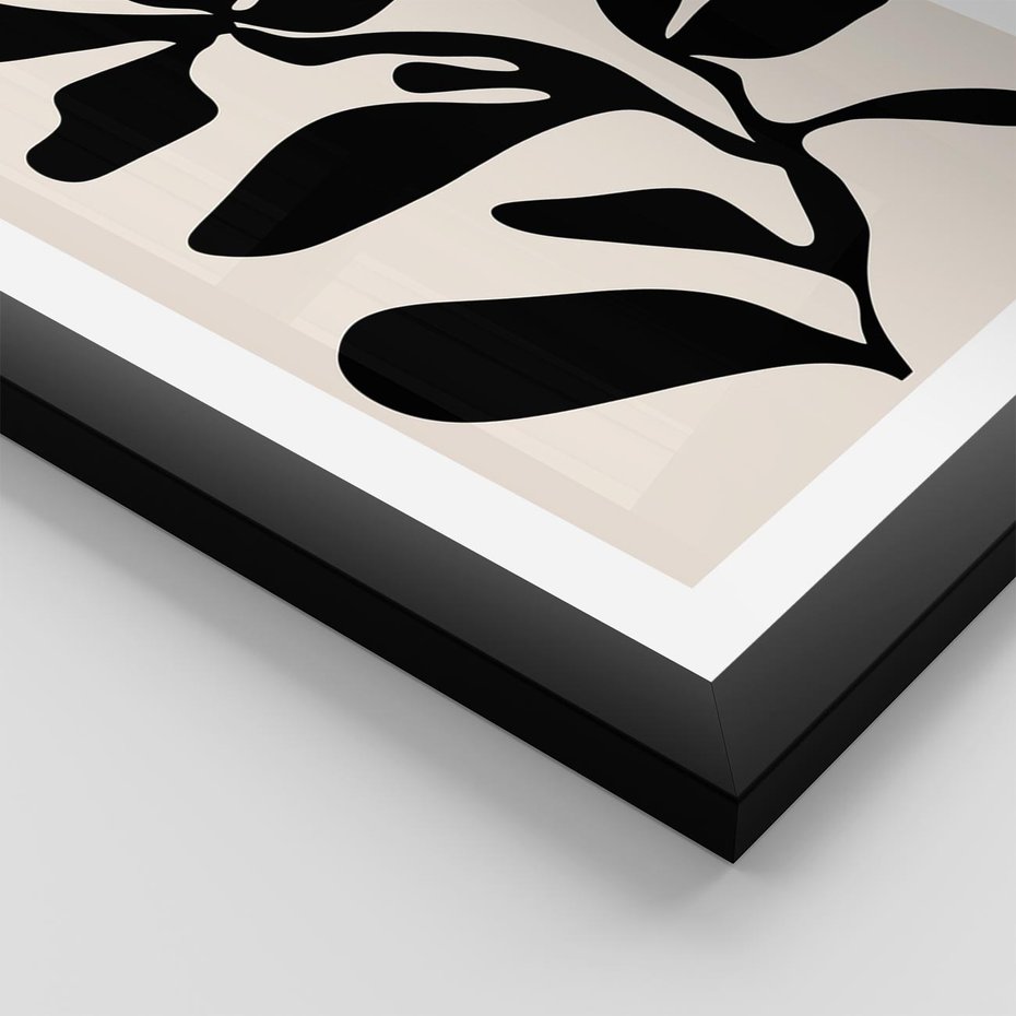 Plakat w ramie 30x40 - Wibracje Akwarelowych Ścieżek - abstrakcyjny minimalistyczna kwiat, czarno biały plakat - rama czarna