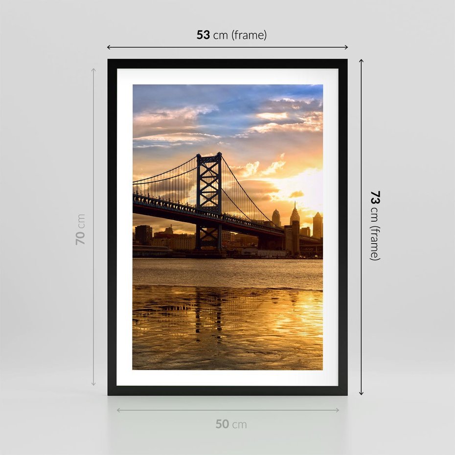 Plakat w ramie 50x70 - Most w mieście - most, miasto - rama czarna