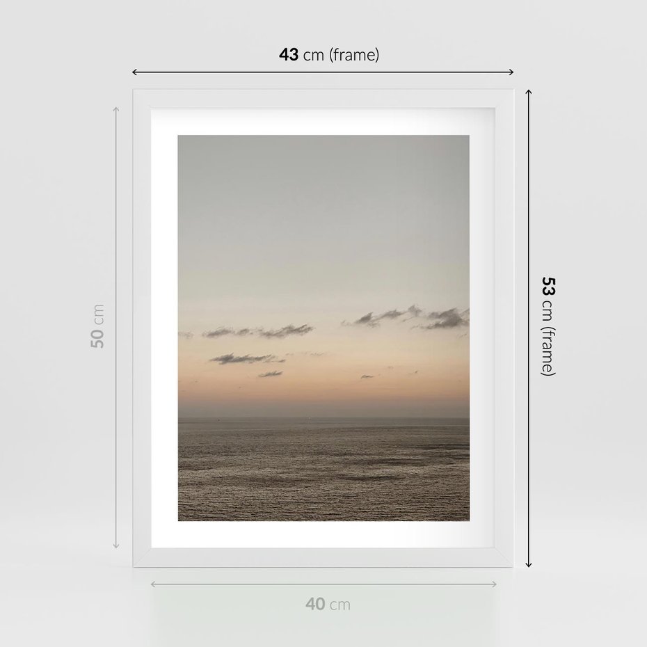 Plakat w ramie 40x50 - Chwila Romantyzmu - morze, niebo - rama biała