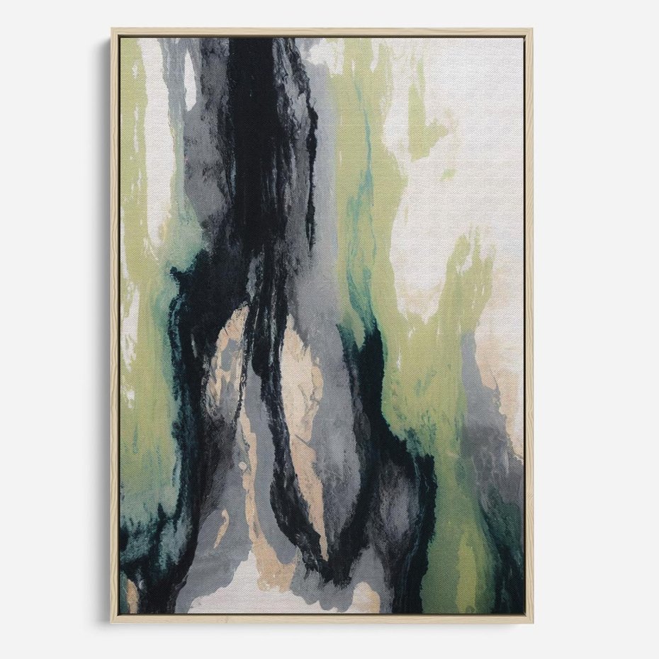 Obraz w ramie 50x70 - Sfumowane zmysły artysty - rozmyte kolory, zieleń - rama drewno