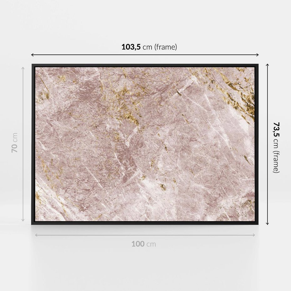 Obraz w ramie 100x70 - Wyjątkowa Stylizacja - marmur, złoto - rama czarna