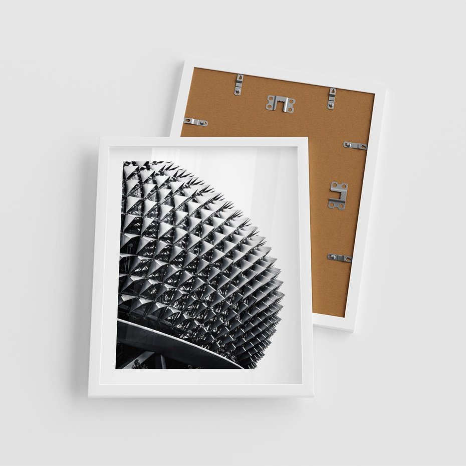 Plakat w ramie 40x50 - Nowoczesność w Czerni i Bieli: Architektoniczna Piękność - nowoczesna architektura, black and white - rama biała