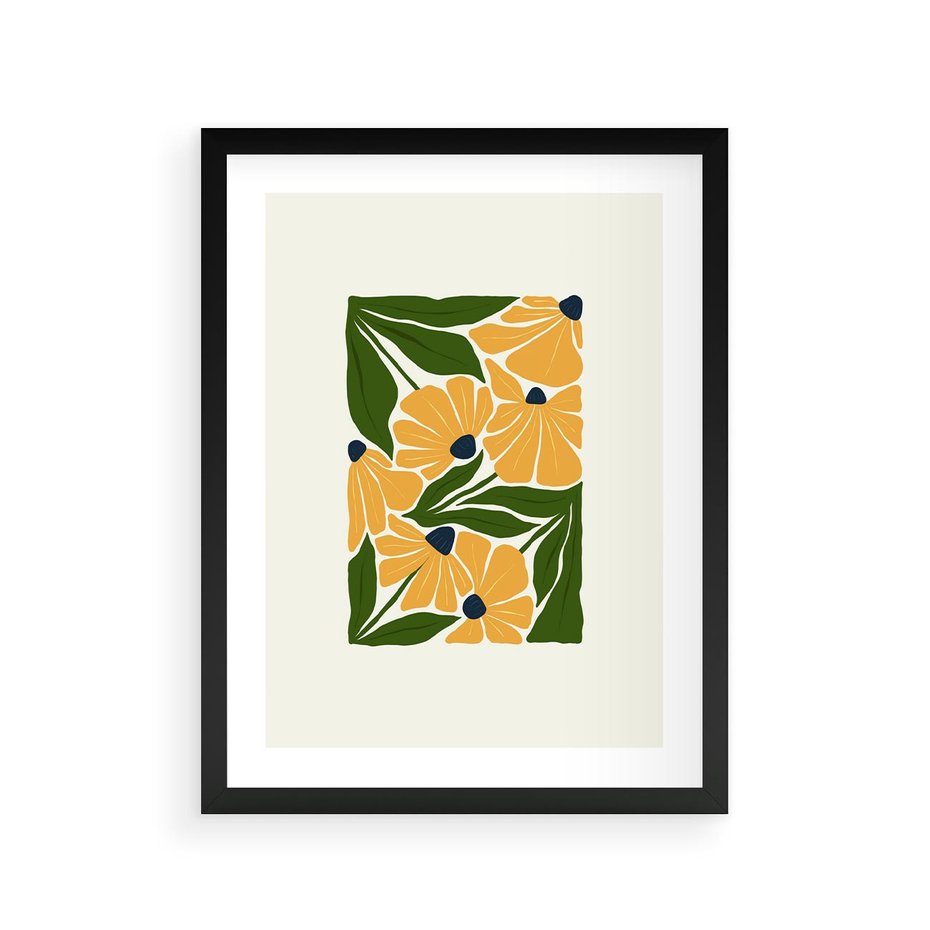 Plakat w ramie 30x40 - Abstrakcyjne Echa - kwiaty, rośliny - rama czarna