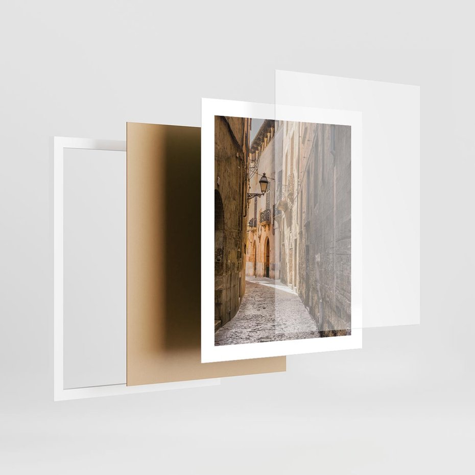 Plakat w ramie 40x50 - Perspektywa Uliczki - uliczka, perspektywa - rama biała