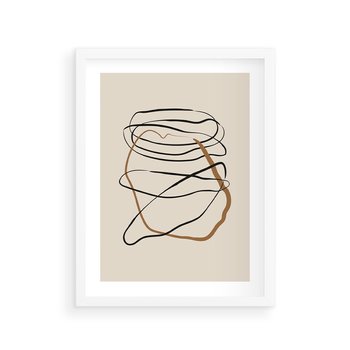 Plakat w ramie 50x70 - Bezczasowe Kontury - abstrakcyjne linie, zaplątane - rama biała